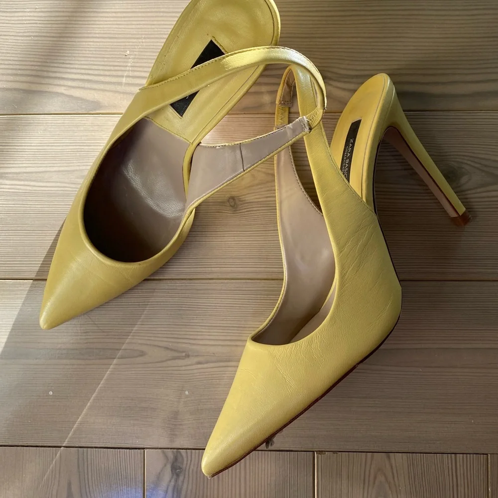 Zara Leather Slingback Pointed Heel US 7.5 - Picture 4 of 8